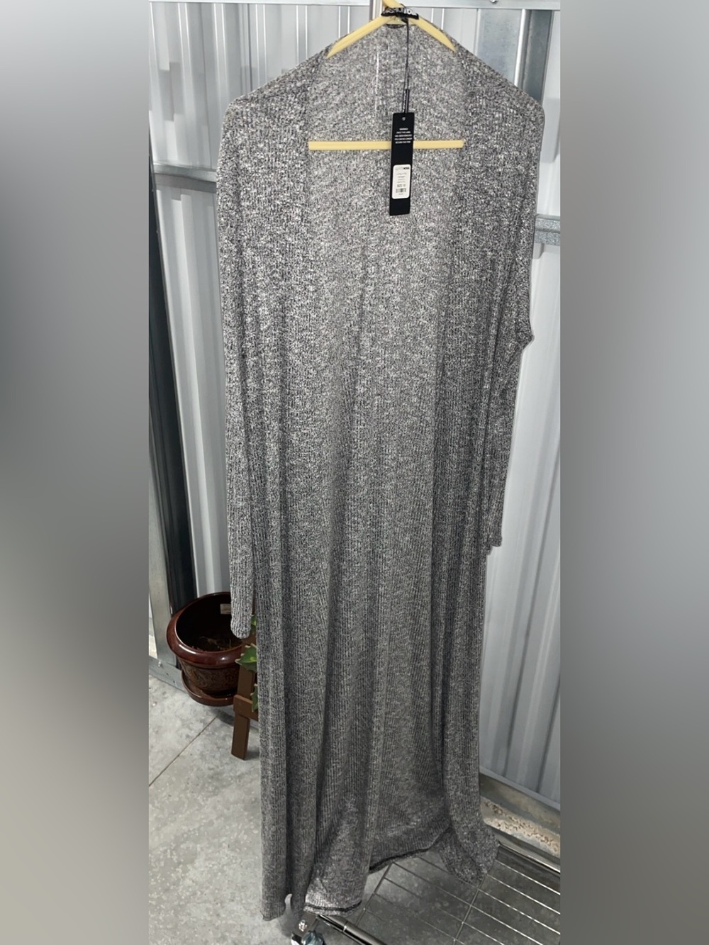 Fashion Nova Grey Ribbed Marled Knit Duster Cardigan